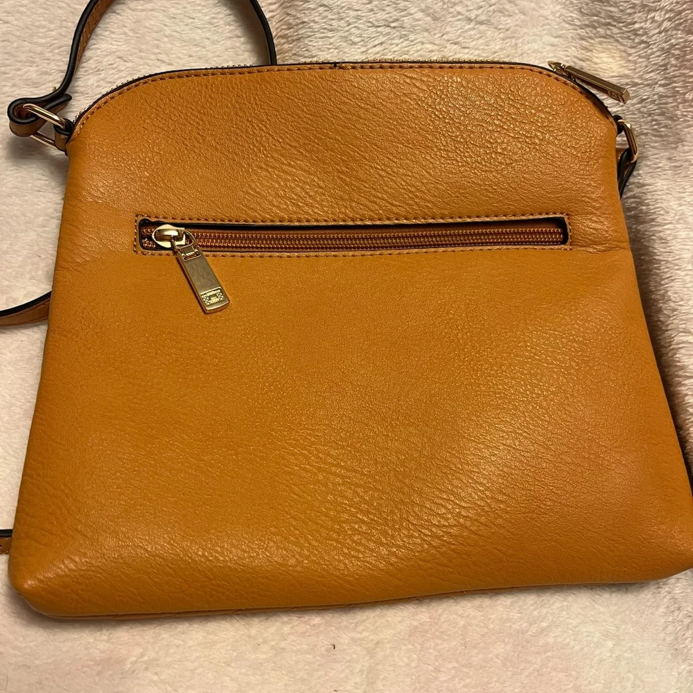 Mustard Yellow Dome Crossbody Bag with Dalmatian Lining
